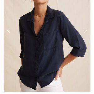 Bella Dahl Navy Blue Shirt Tail Button Down Womens Shirt Size Small